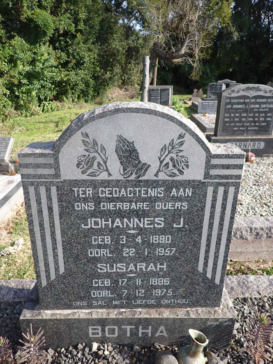 BOTHA Johannes J. 1880-1957 & Susarah 1886-1975