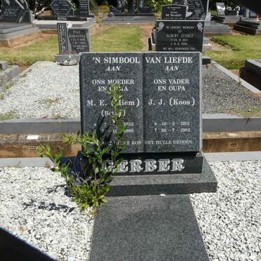 GERBER J.J. 1912-1992 &amp; M.E. BOTHA 1922-1986