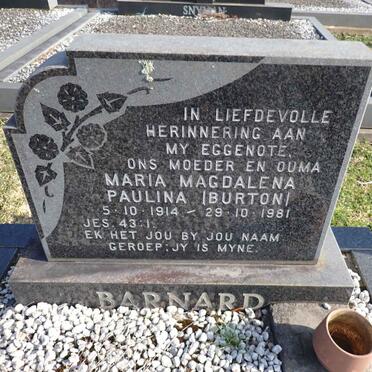 BARNARD Maria Magdalena Paulina nee BURTON 1914-1981