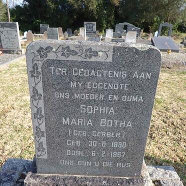 BOTHA Sophia Maria nee GERBER 1890-1967
