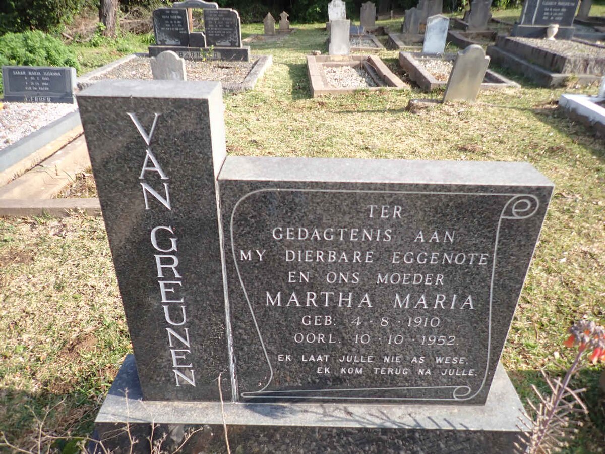 GREUNEN Martha Maria, van 1910-1952