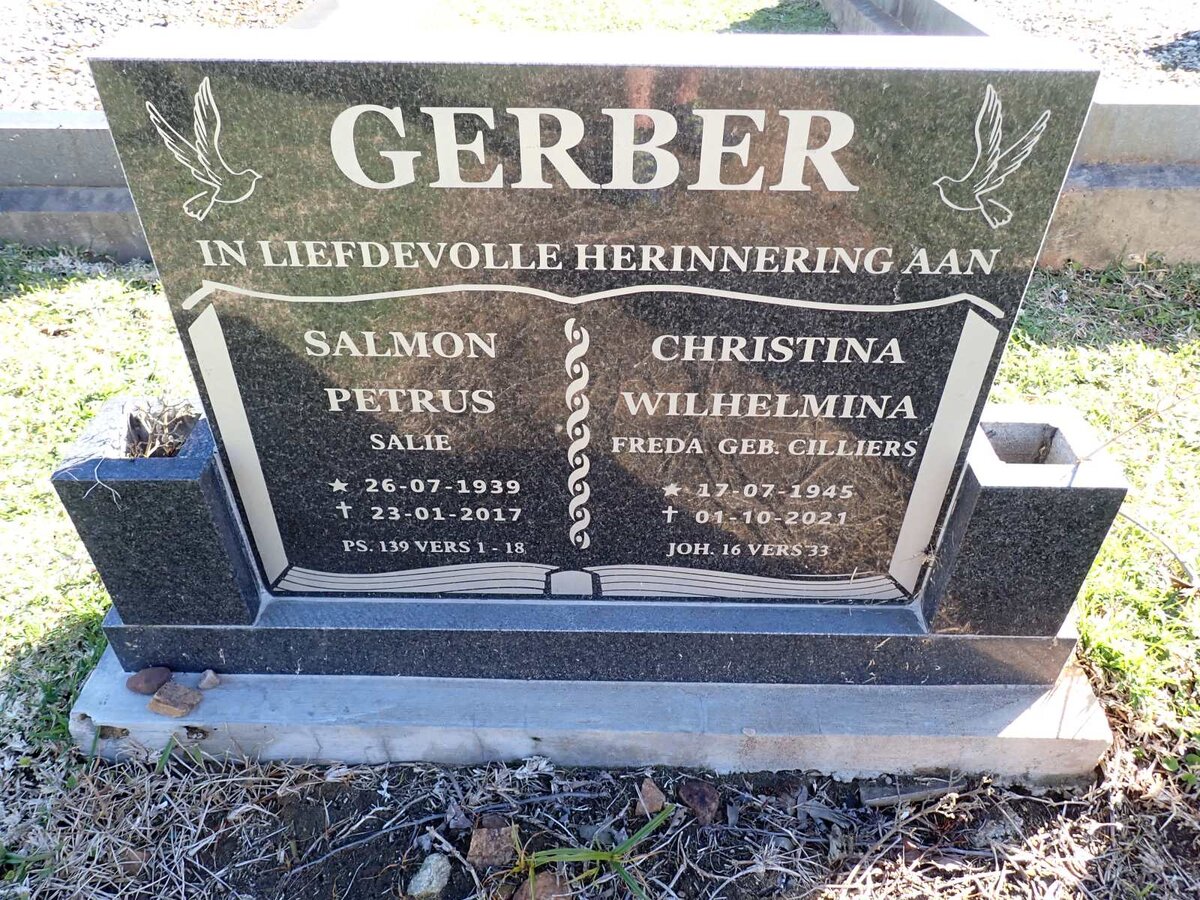 GERBER Salmon Petrus 1939-2017 & Christina Wilhelmina CILLIERS 1945-2021