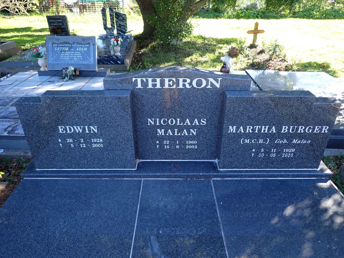 THERON Edwin 1928-2001 & Martha Burger MALAN 1929-2020 :: THERON Nicolaas Malan 1960-2002