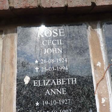ROSE Cecil John 1924-1994 & Elizabeth Anne 1927-1992