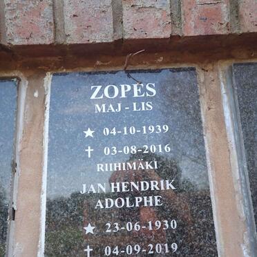 ZOPES Jan Hendrik Adolphe 1930-2019 & Maj-Lis 1939-2016