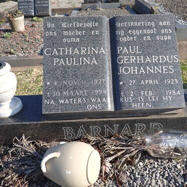 BARNARD Paul Gerhardus Johannes 1923-1984 & Catharina Paulina 1927-1998