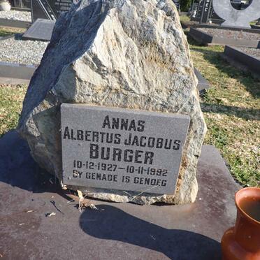 BURGER Annas Albertus Jacobus 1927-1992