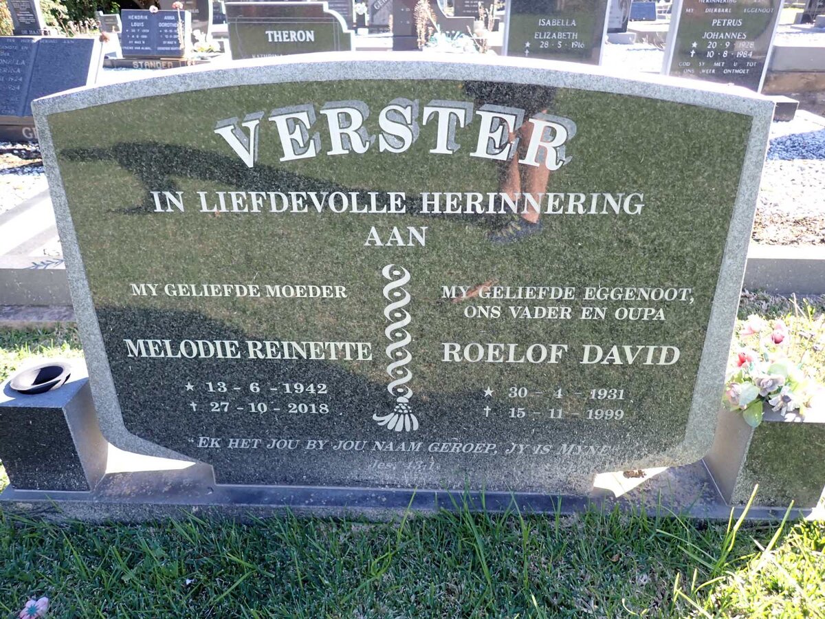 VERSTER Roelof David 1931-1999 & Melodie Reinette 1942-2018