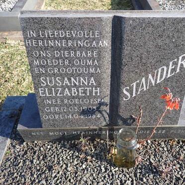 STANDER Susanna Elizabeth nee ROELOFSE 1905-1984
