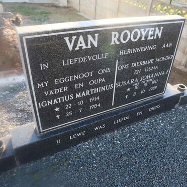 ROOYEN Ignatius Marthinus, van 1914-1984 & Susara Johanna F. PIETERSE 1917-1989 
