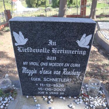 RENSBURG Maggie, Janse van nee SCHNETLER 1926-2002