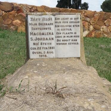 JORDAAN Magdalena S. nee STEYN 1881-1918