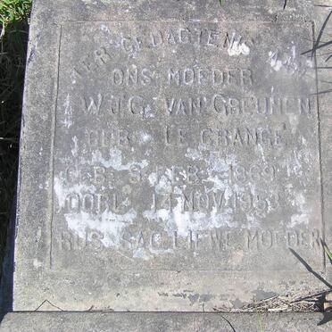 GREUNEN W.J.G, van nee LE GRANGE 1869-1953