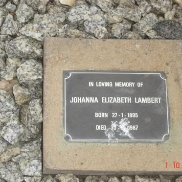LAMBERT Johanna Elizabeth 1895-1987