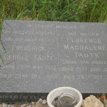 TAUTE Frederick George  1883-1960 &amp; Florence Magdalene VAN ROOYEN 1889-1971