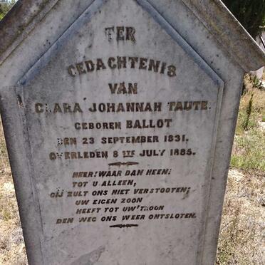 TAUTE Clara Johannah nee BALLOT 1831-1885