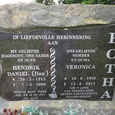 BOTHA Hendrik Daniel 1913-2000 &amp; Veronica 1926-2013