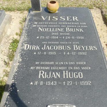 VISSER Dirk Jacobus Beyers 1915-1992 &amp; Noelline Brink HUGO 1914-1991 :: VISSER Rijan Hugo 1943-1992