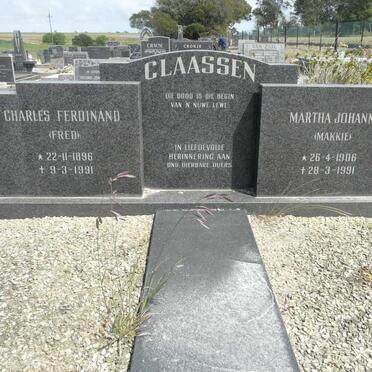 CLAASSEN Charles Ferdinand 1896-1991 &amp; Martha Johanna 1906-1991