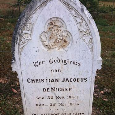 NICKER Christian Jacobus, de 1846-1896