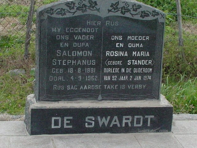SWARDT Salomon Stephanus 1881-1962 &amp; Rosina Maria STANDER  -1974