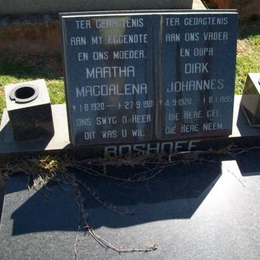 BOSHOFF Dirk Johannes 1920-1995 &amp; Martha Magdalena 1920-1981