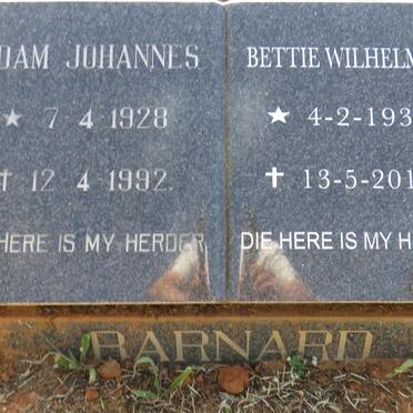 BARNARD Adam Johannes 1928-1992 &amp; Bettie Wilhelmina 1932-2016