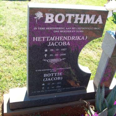 BOTHMA Jacob 1921-2006 &amp; Hendrika Jacoba 1927-2006
