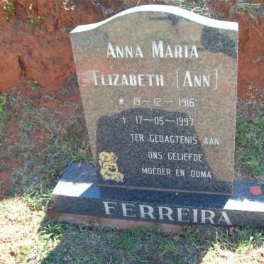 FERREIRA Anna Maria Elizabeth 1916-1997