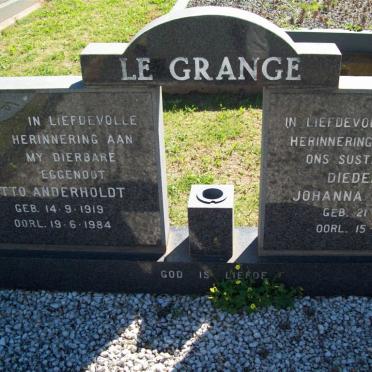 GRANGE Otto Anderholdt, le 1919-1984 :: LE GRANGE Diederika Johanna nee HATTINGH 1914-1987