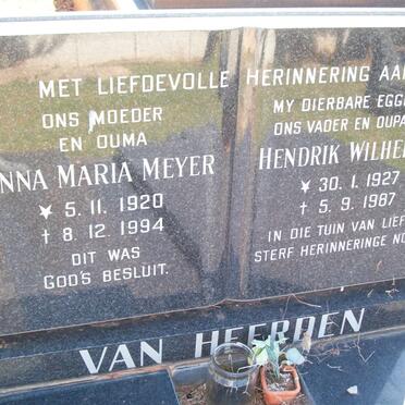 HEERDEN Hendrik Wilhelmus, van 1927-1987 &amp; Anna Maria MEYER 1920-1994