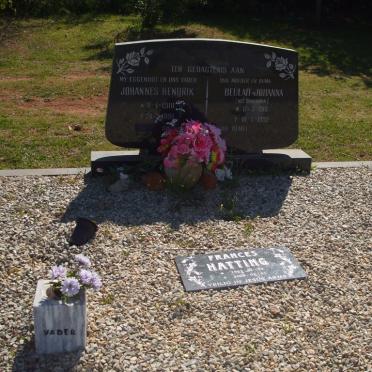 HATTINGH Johannes Hendrik 1918-1991 &amp; Beulah Johanna SAUERMAN 1918-1992 :: HATTING Frances 1953-2008 