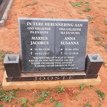 JOOSTE Marius Jacobus 1939-2017 &amp; Anna Susanna 1934-2018