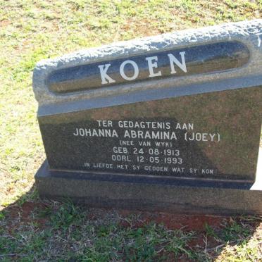 KOEN Johanna Abramina nee VAN WYK 1913-1993