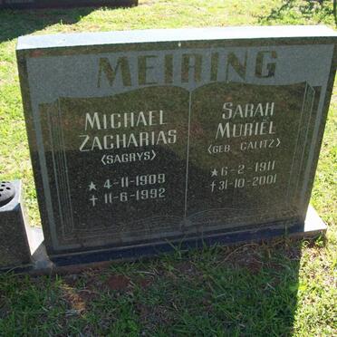 MEIRING Michael Zacharias 1909-1992 &amp; Sarah Muriel CALITZ 1911-2001