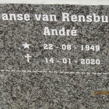 RENSBURG Andre, Janse van 1949-2020