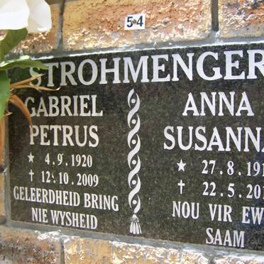 STROHMENGER Gabriel Petrus 1920-2009 &amp; Anna Susanna 1917-2011