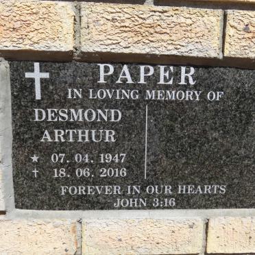 PAPER Desmond Arthur 1947-2016