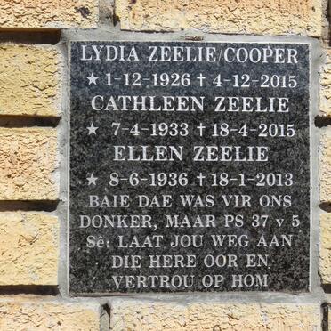 COOPER Lydia nee ZEELIE 1926-2015 :: ZEELIE Cathleen 1933-2015 :: ZEELIE Ellen 1936-2013