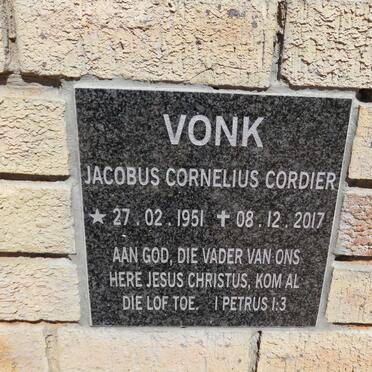 VONK Jacobus Cornelius Cordier 1951-2017