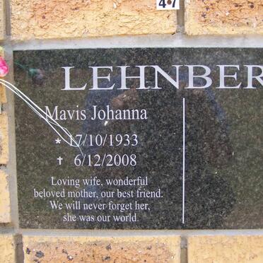 LEHNBERG Mavis Johanna 1933-2008
