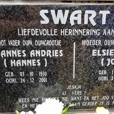 SWART Johannes Andries 1930-2001 &amp; Elsie Josina 1933-2019