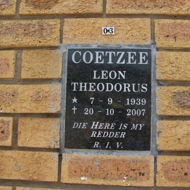 COETZEE Leon Theodorus 1939-2007