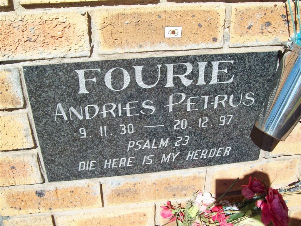 FOURIE Andries Petrus 1930-1997