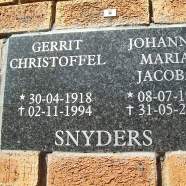 SNYDERS Gerrit Christoffel 1918-1994 &amp; Johanna Maria Jacoba 1923-2006