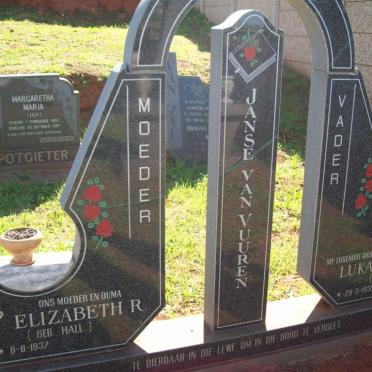 VUUREN Lukas D., Janse van 1935-1997 &amp; Elizabeth R. HALL 1937-