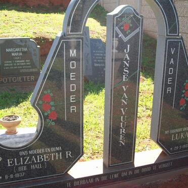 VUUREN Lukas D., Janse van 1935-1997 &amp; Elizabeth R. HALL 1937-