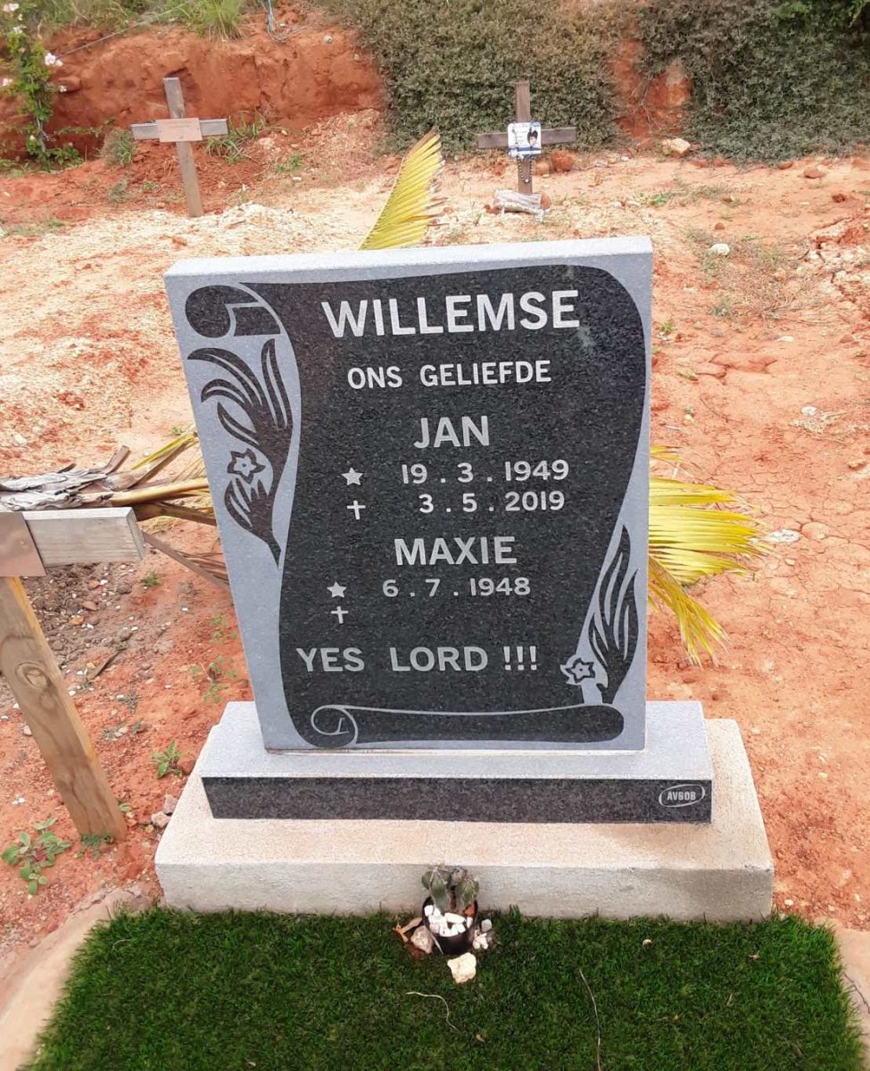 WILLEMSE Jan 1949-2019 &amp; Maxie 1948-