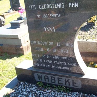 WABEKE Anna nee RISSIK 1905-1973