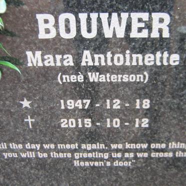 BOUWER Mara Antoinette nee WATERSON 1947-2015